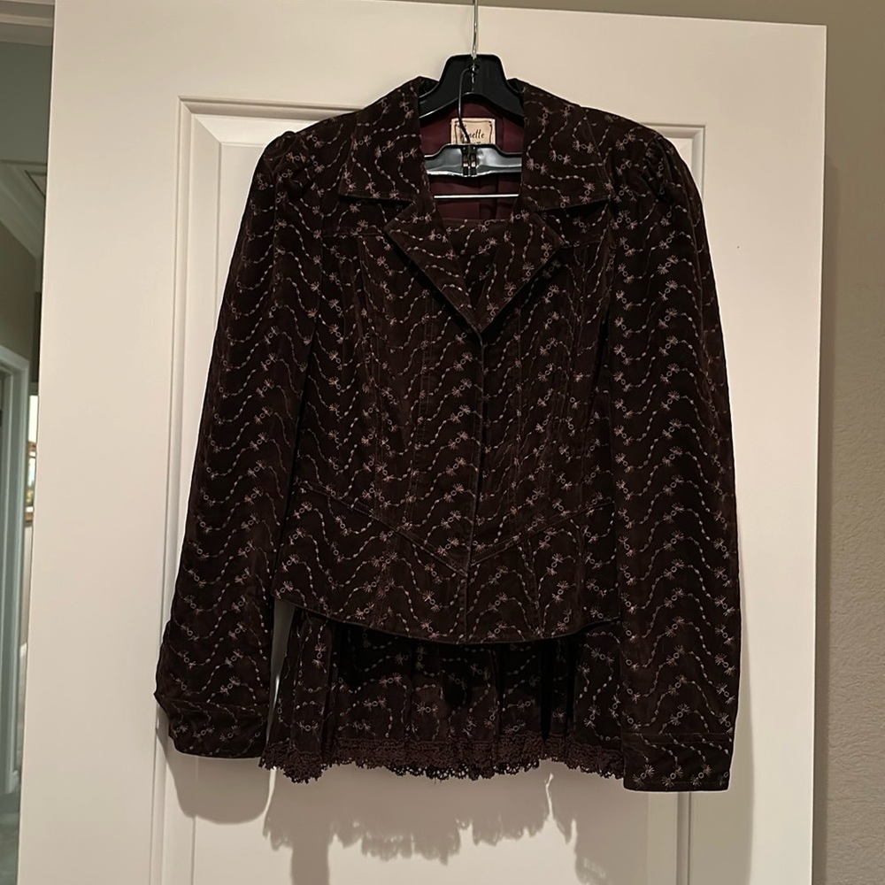 Nanette Lepore 2 piece set velvet Jacket and skirt